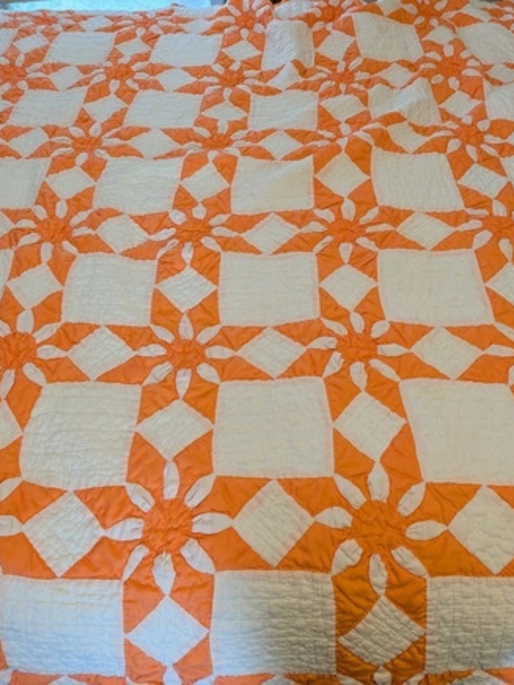 Orange & White Geometric Quilt